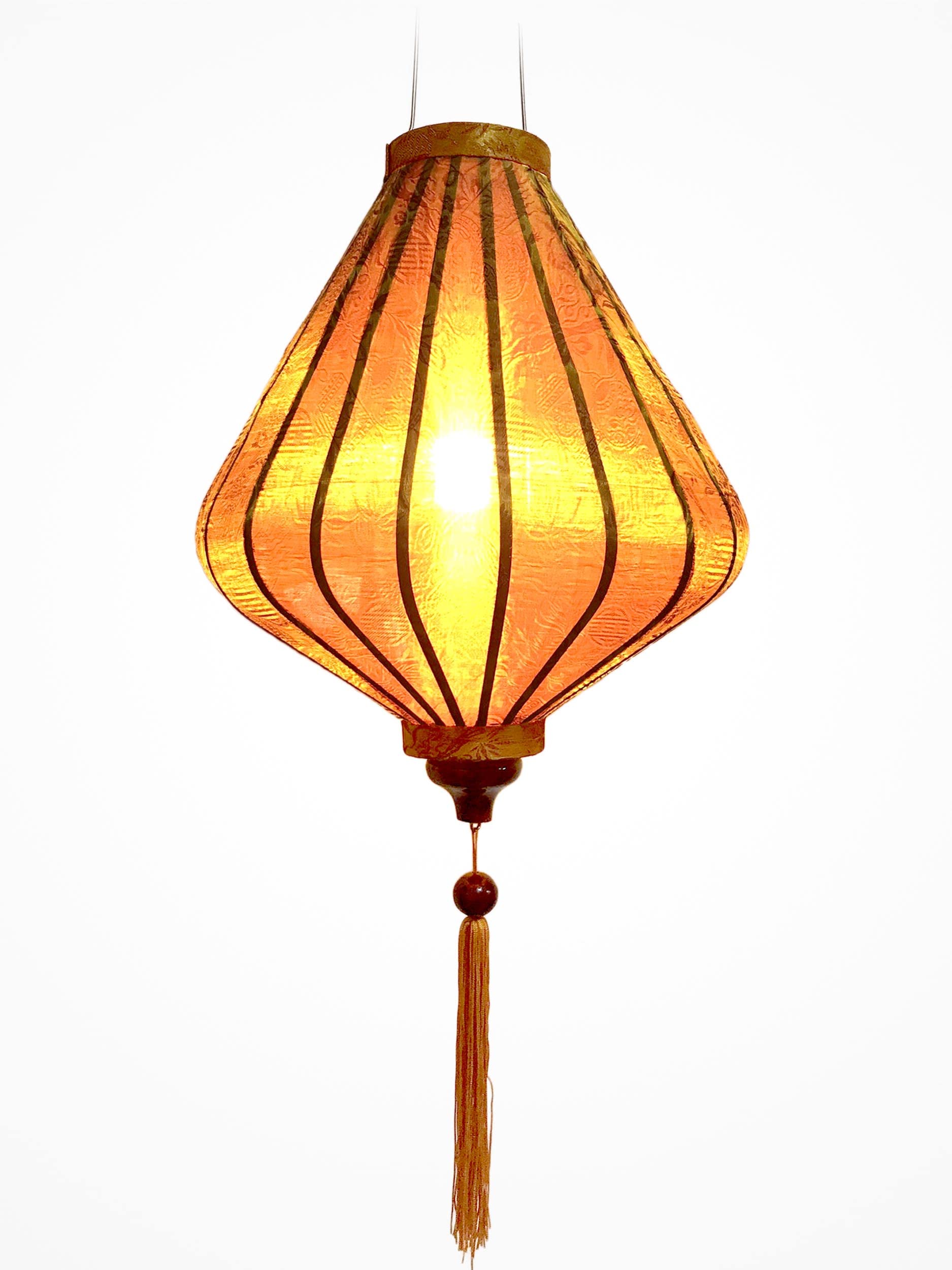 Asiatische Laterne aus Seide, Farbe Rost Gold, A Ø35cm - Traditionelle Hoi An Laterne aus Stoff, Bambus und Holz, Handgemacht - Dekoration und Handwerk aus Vietnam (A25-MA)