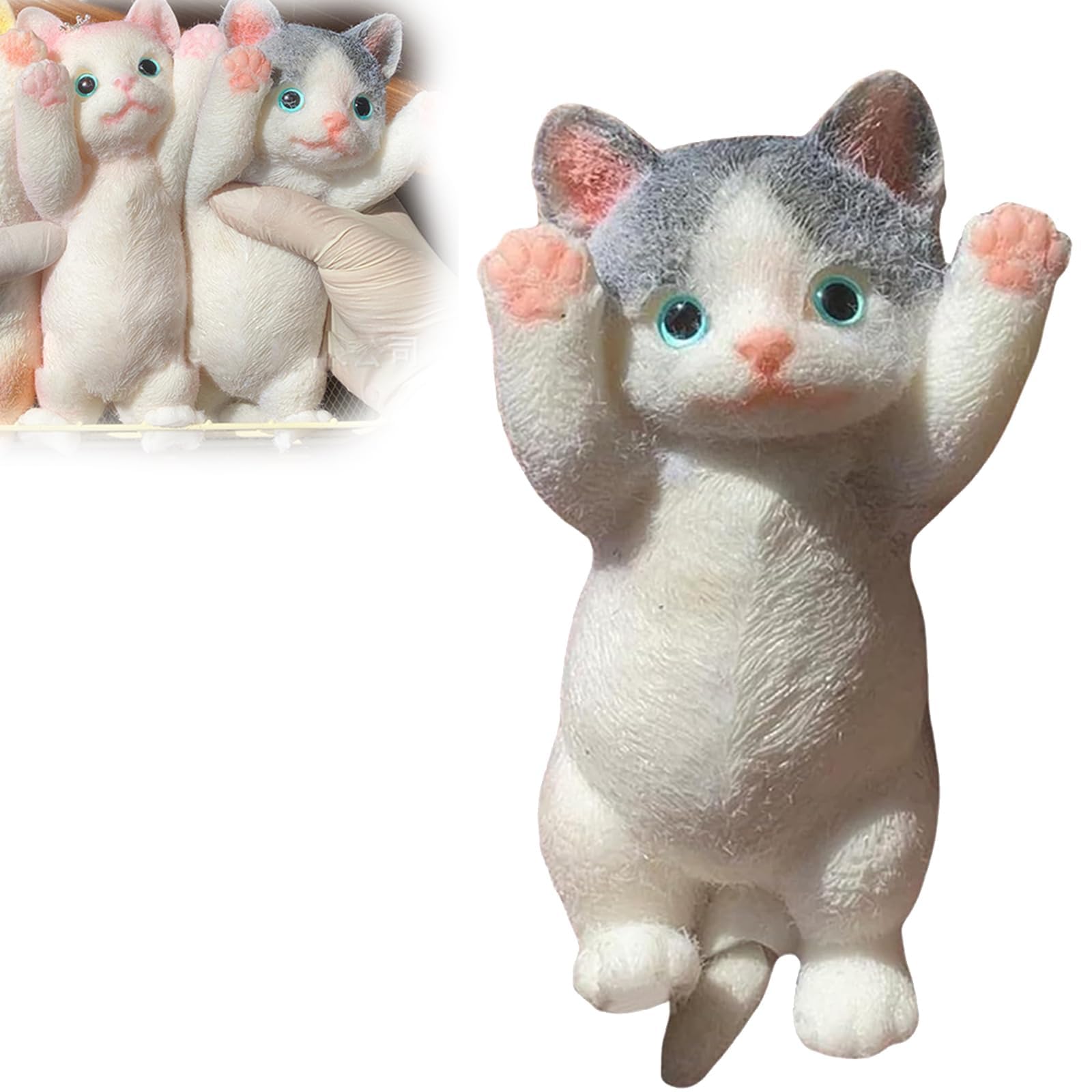 Squishy Katze Toy, Lepki Gryzak Squishy, Uroczy Antystresowy Gryzak Cat, Zabawka Fidget w Prezencie Dla Dzieci i Dorosłych Krótkowłosa (C)