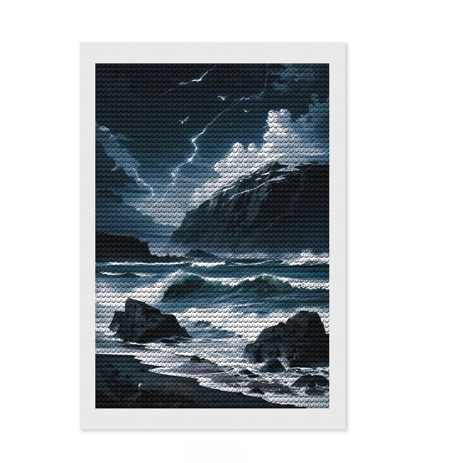 Junmoney Icelandic Tempest Diamond Painting Kit 8"x12", for Teens, Sparkling Round Gems, Festive Craft Gift, Home Wall Decor, with Tool Kit
