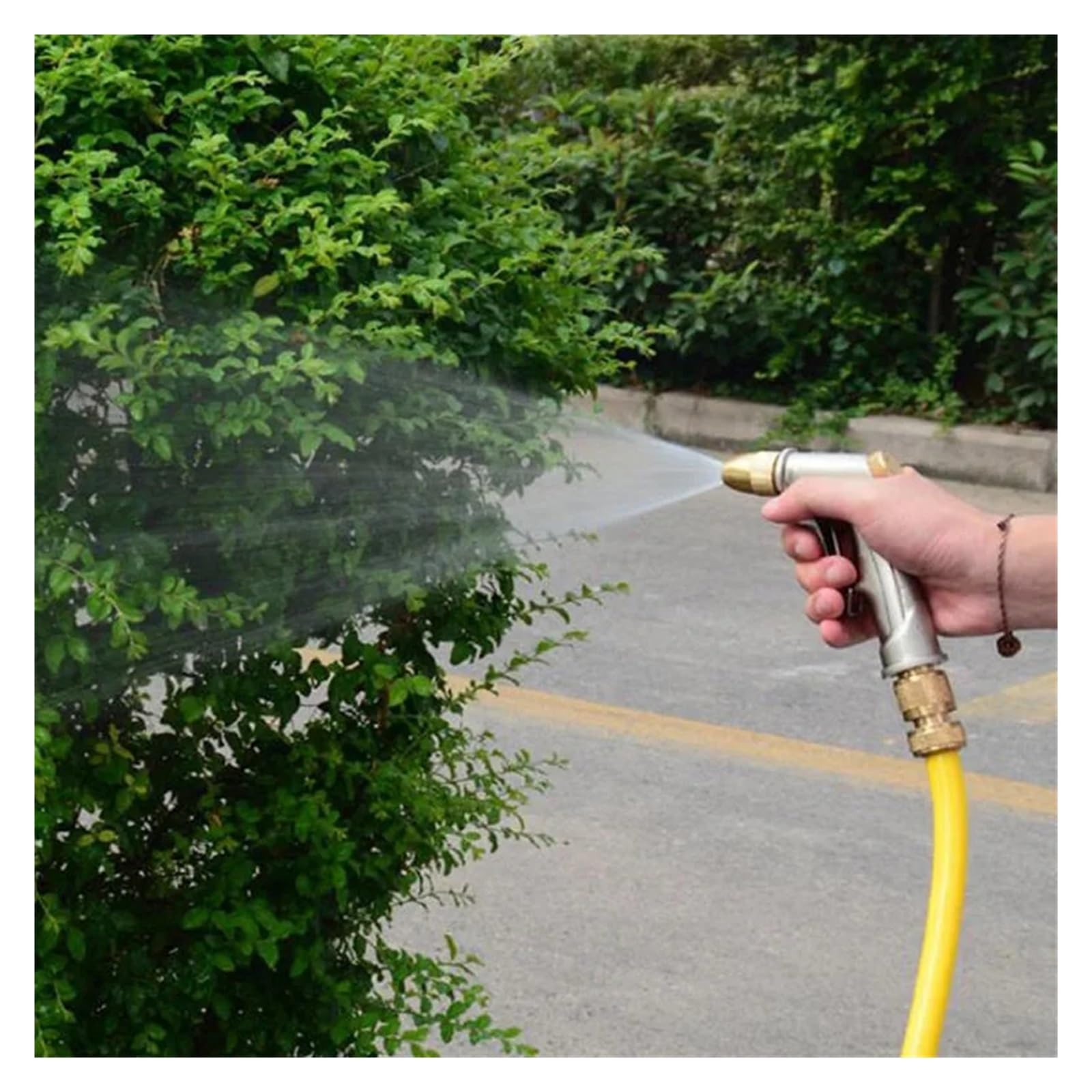 Pistolet d'arrosage avec embout multi-jets, Mousse de lavage voiture jardin argentée d'eau à haute pression en métal réglable portative 17.5x9.5cm