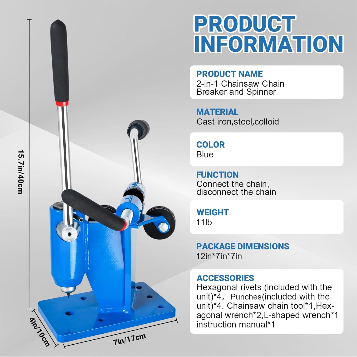 CUKBLESS 2-in-1 Chainsaw Chain Breaker and Spinner,Saw Chain Breaker and Spinner Tool Kit,with 4 Punches 5 Chain Molds