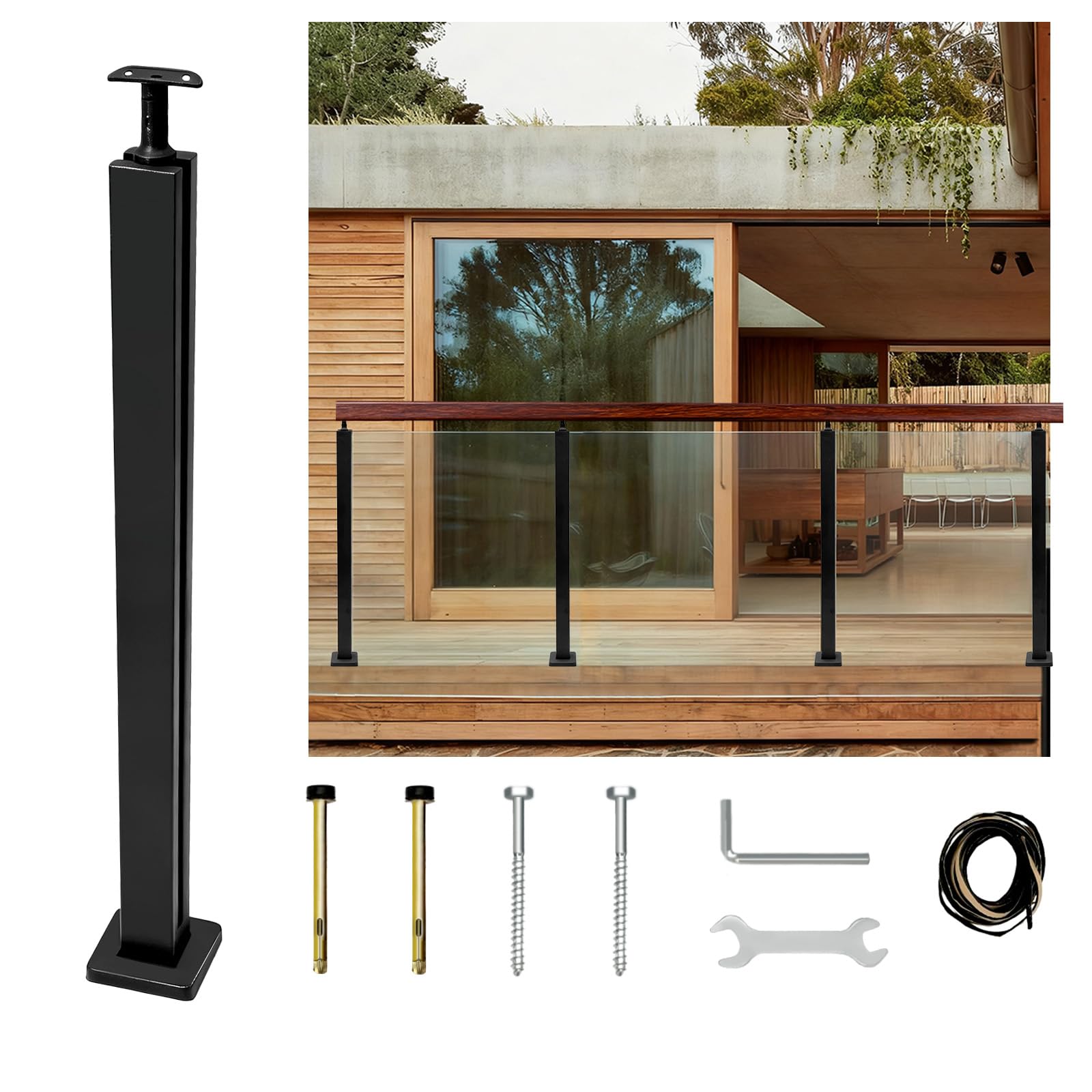 Poteau de balustrade en verre pour terrasse moderne et lumineuse