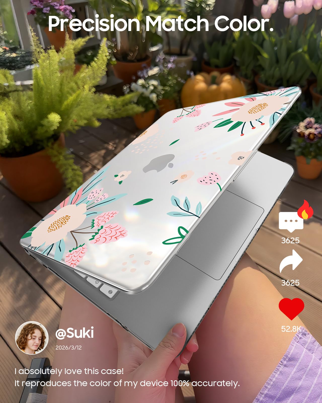 FINTIE Coque MacBook Neo 13 Pouces 2026 A3404 Série Motifs Fine Légère Rigide Plastique Camélia