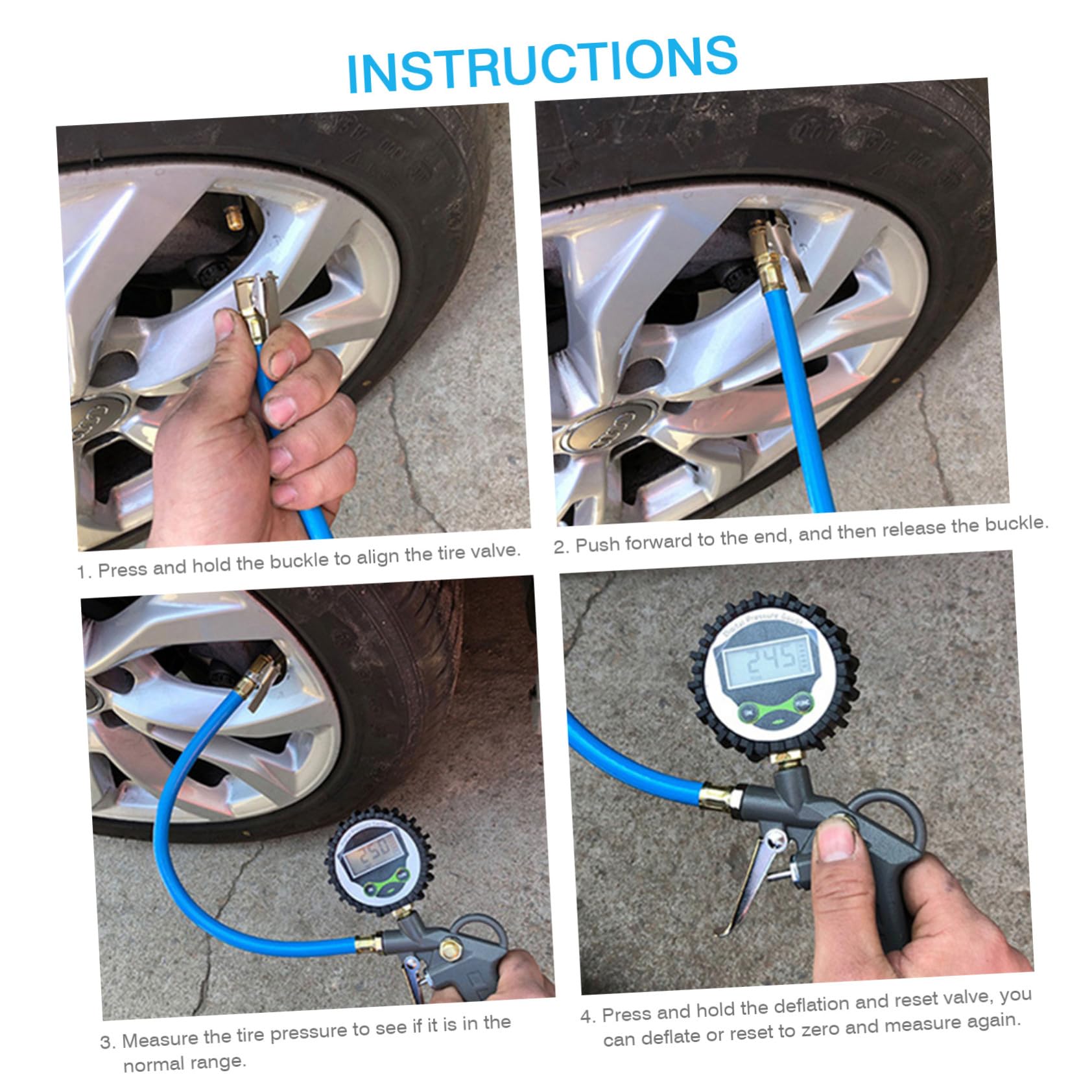 POPETPOP Manomètre de Pression pour Pneus Voiture Testeur Numérique Outil de Mesure Précis Accessoire Auto Pratique