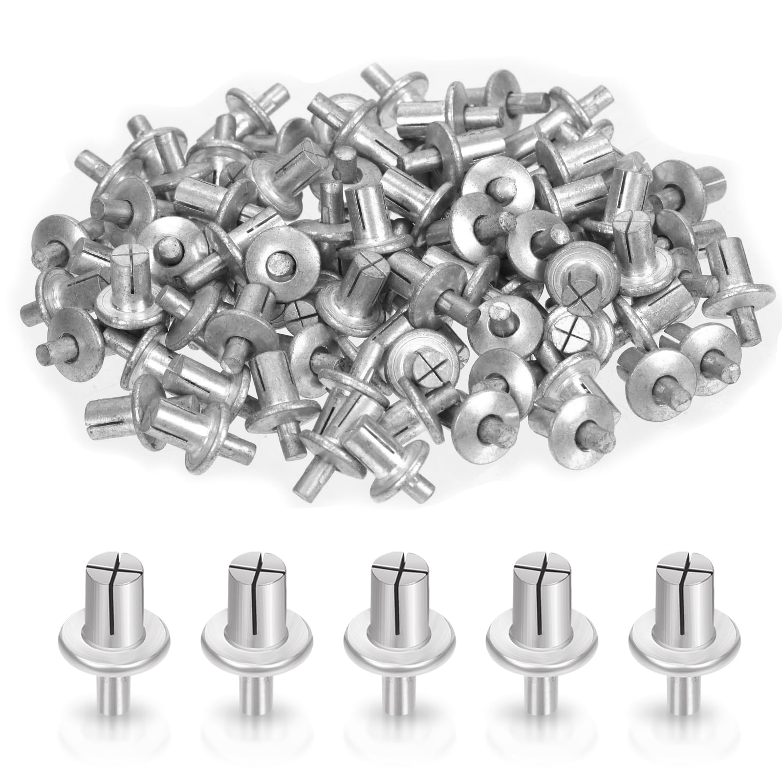 Swpeet 100Pcs M5 × 7mm Aluminum Core Rivets with Half Round Head Kit, New Drive Rivets Knock Type Expansion Aluminum Rivets Aluminum Core Rivets for Households Mechanical Devices Precision Instruments