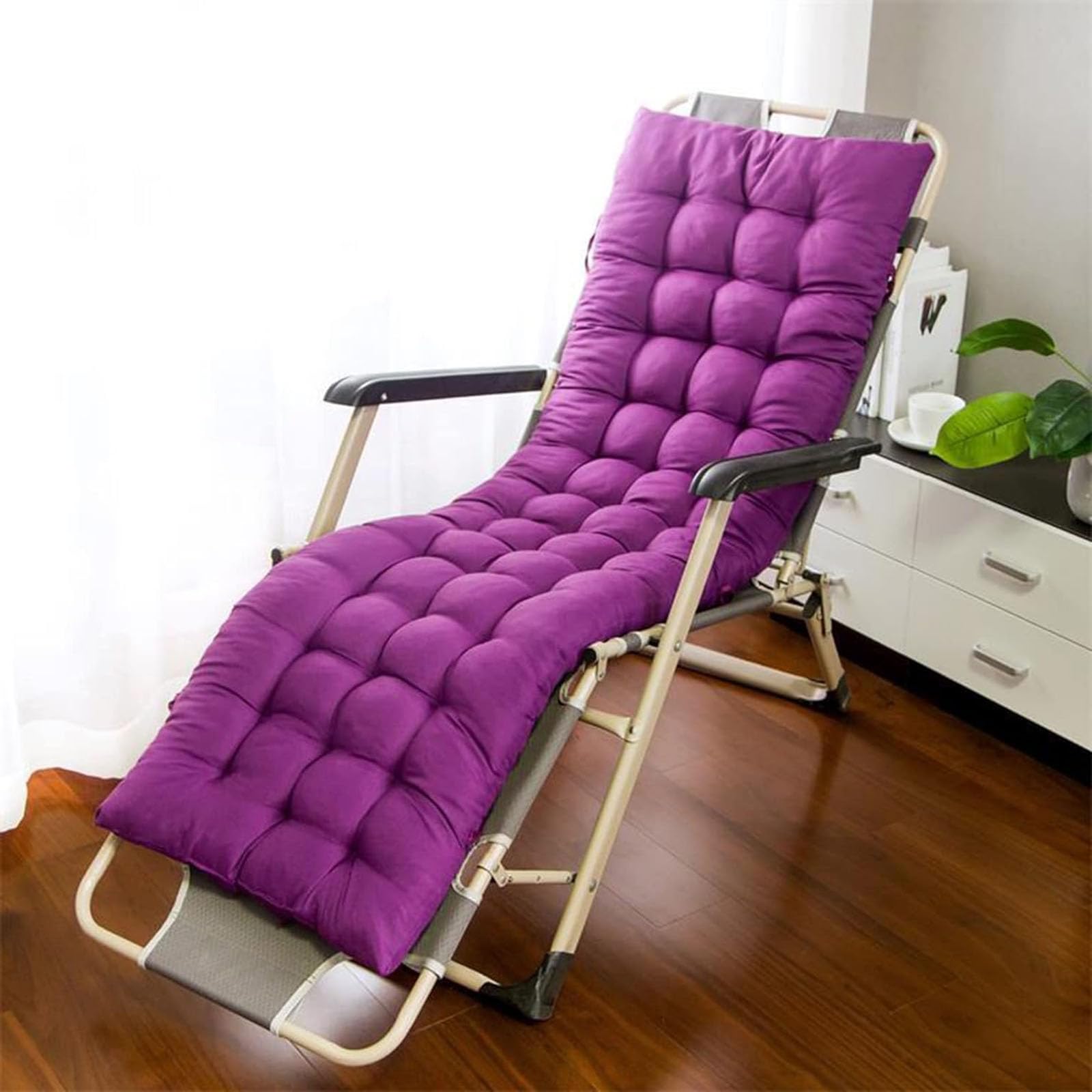 BangDon Elegant Style Sun Lounger Cushion Only Classic Home Furniture Chaise Rocking Chair Cuhsion Thickened Chair Pads(No Chairs) for Patio Garden Tatami Sofa (Purple,165 * 40)