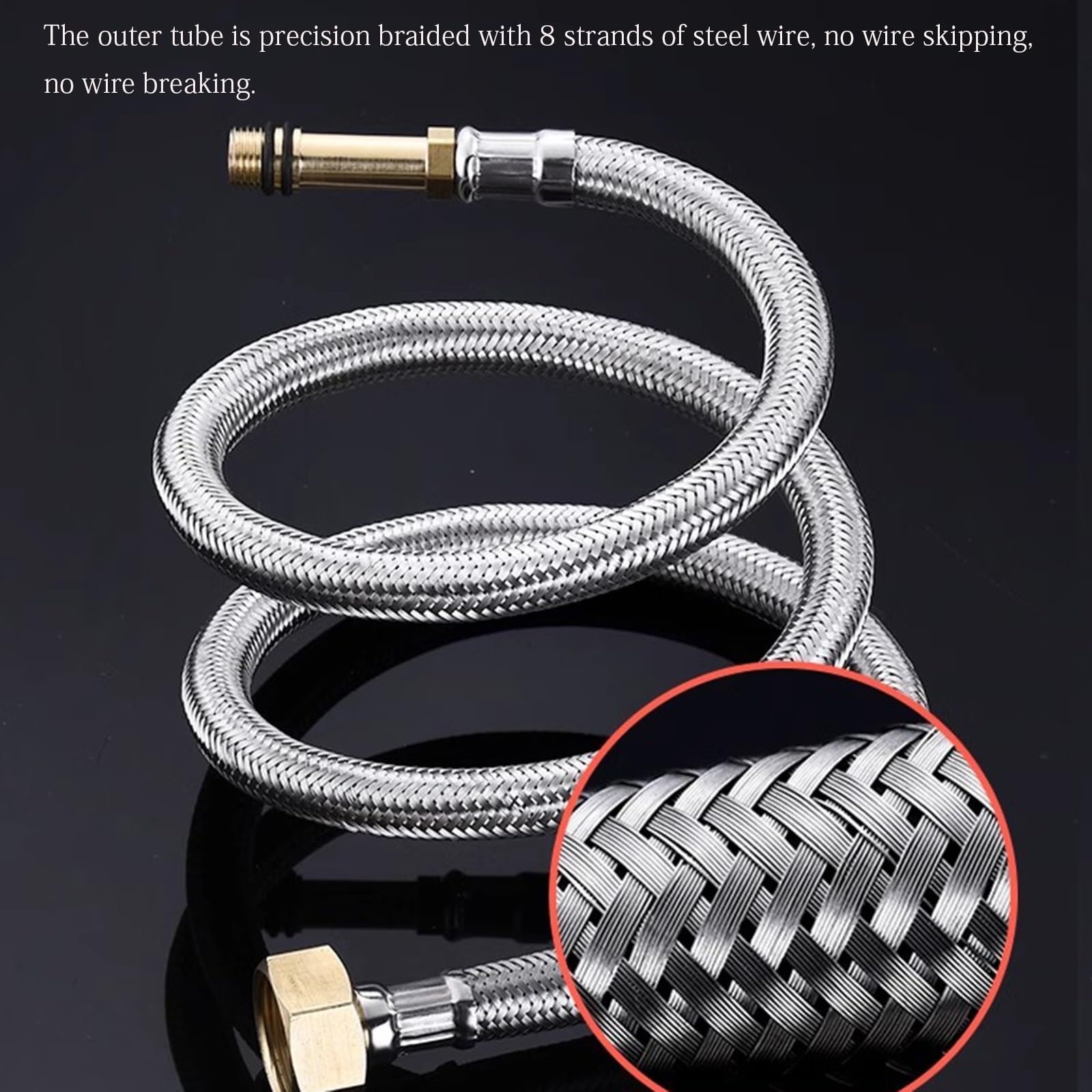 Connettori flessibili resistenti per rubinetto, confezione da 2 tubi da M10 a G1/2 per miscelatori monoblocco, lavelli e caldaie, facili da installare, lunghi 50 cm, ideali per l'impianto idraulico