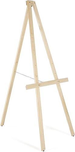 M&T Displays Caballete de arte rústico de madera oscura, soporte de altura ajustable, trípode de madera para dibujo, pintura, soporte de lienzo,