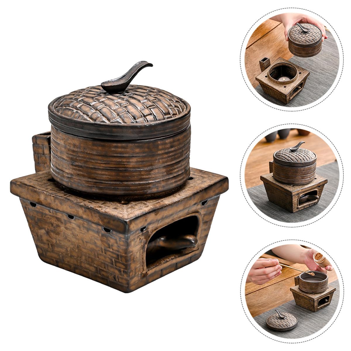 YARNOW Bruciatore di Aromi Decorativo in Ceramica Smaltata, Piccolo Incensiere Porta Incenso per Interni, Stufa per Aromaterapia e Ornamento la Casa, Regalo per Appassionati