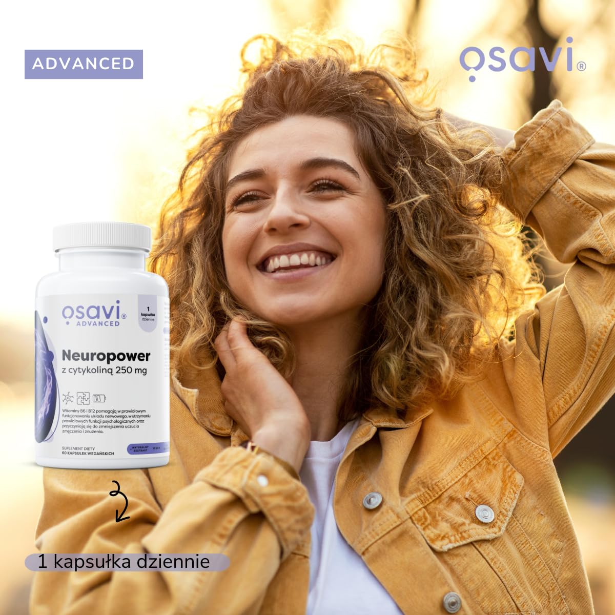 Osavi Neuropower z Cytykoliną 250 mg – 90 wegańskich kapsułek | Wspiera układ nerwowy i zdrowie psychiczne | Z Cognizin® cytykoliną, L-teaniną, koenzymem Q10, B6 i B12 dla jasności umysłu