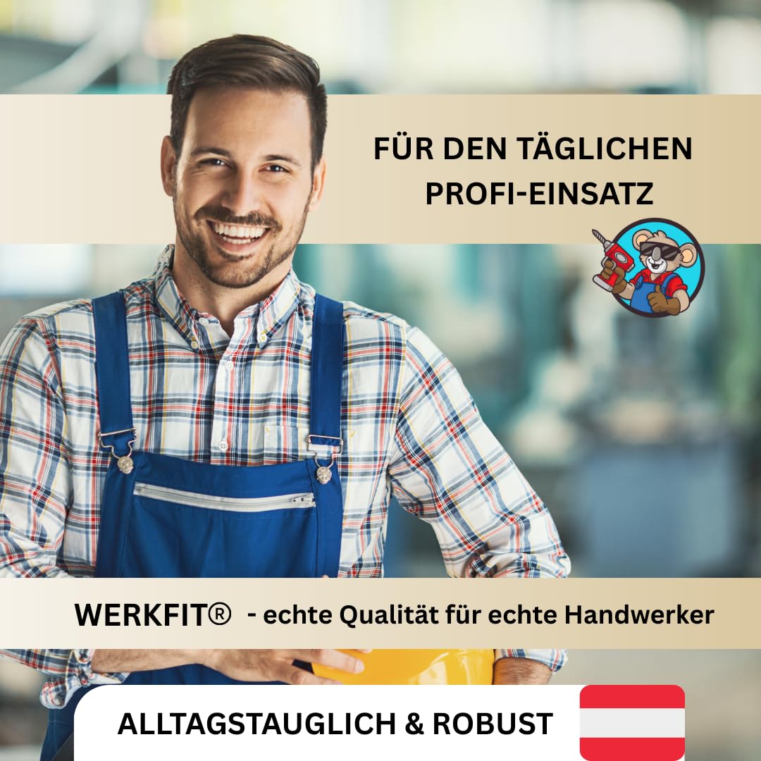 WERKFIT Kompakt Glättekelle 380 mm – Profi Zahnkelle aus rostfreiem Edelstahl mit Buchenholzgriff – Glatt & Zahnungen E3–E15 – Handliche 1- oder 2-Hand Kelle für Fliesenleger & Handwerker (E10)
