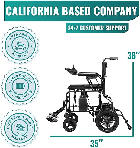 Miniatura 5 de MALISA Silla de ruedas eléctrica portátil para adultos, sillas de ruedas eléctricas motorizadas dobles, silla de ruedas plegable todo terreno, silla
