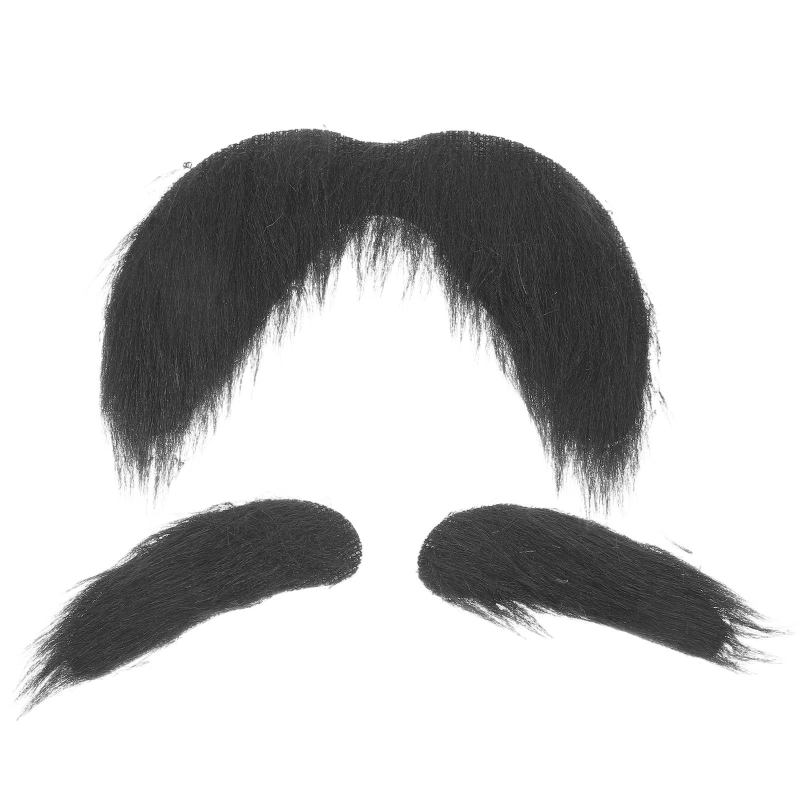 LOGOFUN 3PCS Fake Mustache Eyebrows Set Self Adhesive Funny Beard Props for Halloween Cosplay Makeup Party Costume Accessories - Black
