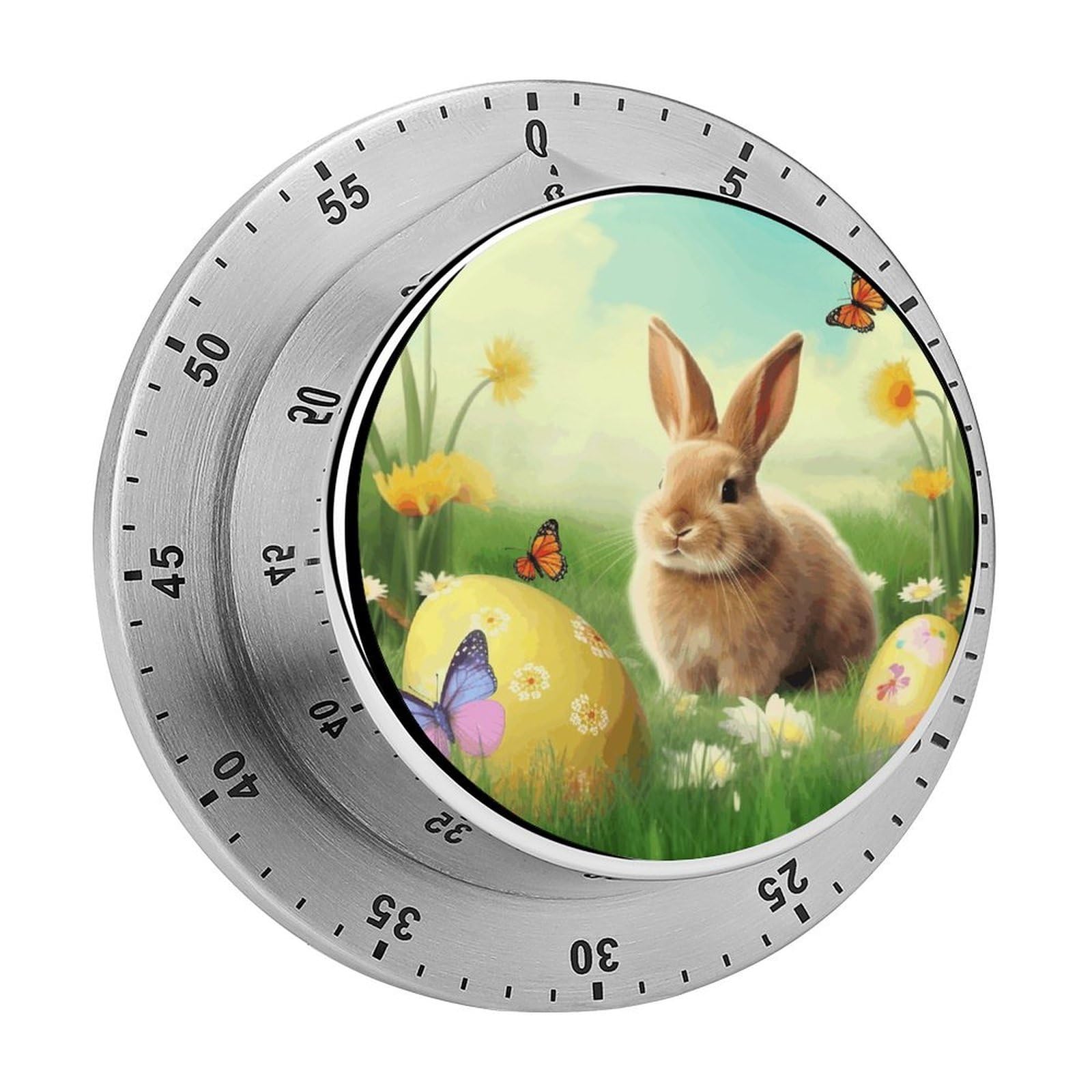 Easter Bunny Spring Butterfly Timer Desk Productivity Teacher Supplies Kitchen Magnetic Countdown Mechanical Timer for Cooking, Egg, Teacher, Exercise, Oven.