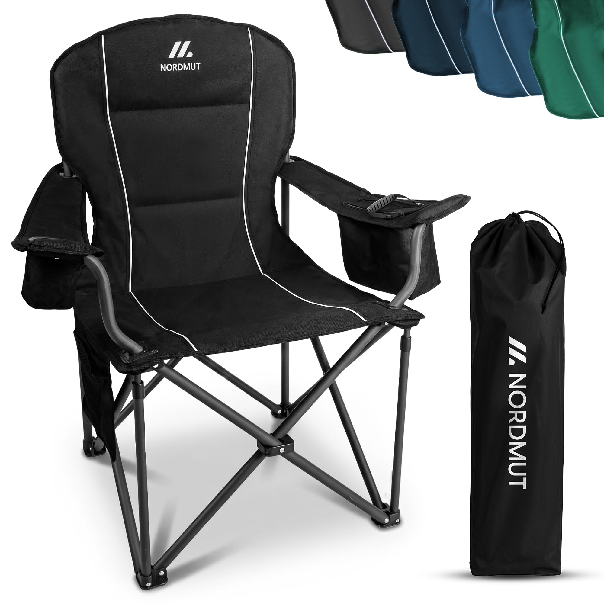 Chaise de pêche confortable NORDMUT avec porte-gobelet pour bivouac
