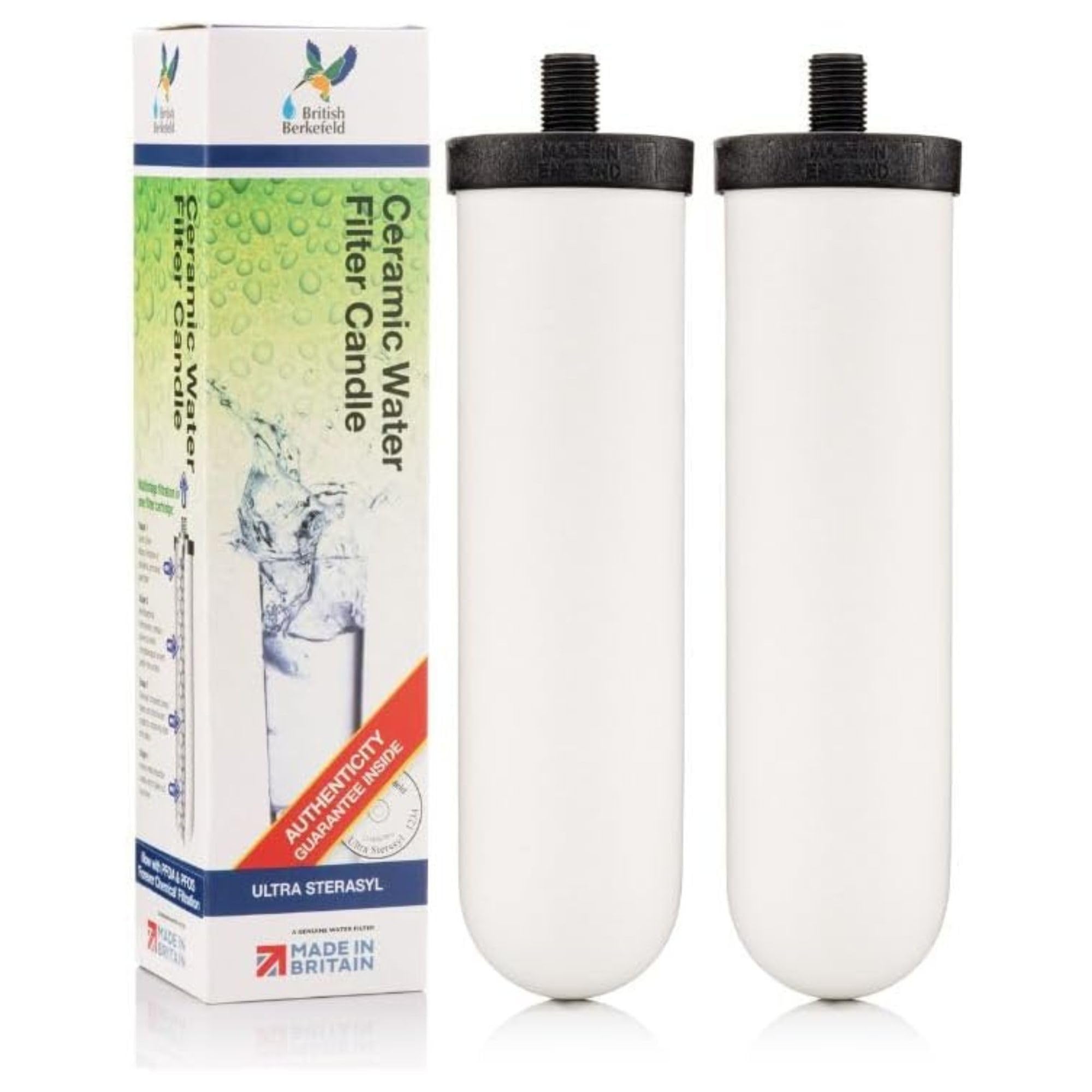 British Berkefeld Cartouche Filtrante À Gravité En Céramique 7" Ultra Sterasyl |2 paquet| Réduit les contaminants | Convient à tous les bidons à gravité | Améliore le goût |Élément bougie certifié NSF