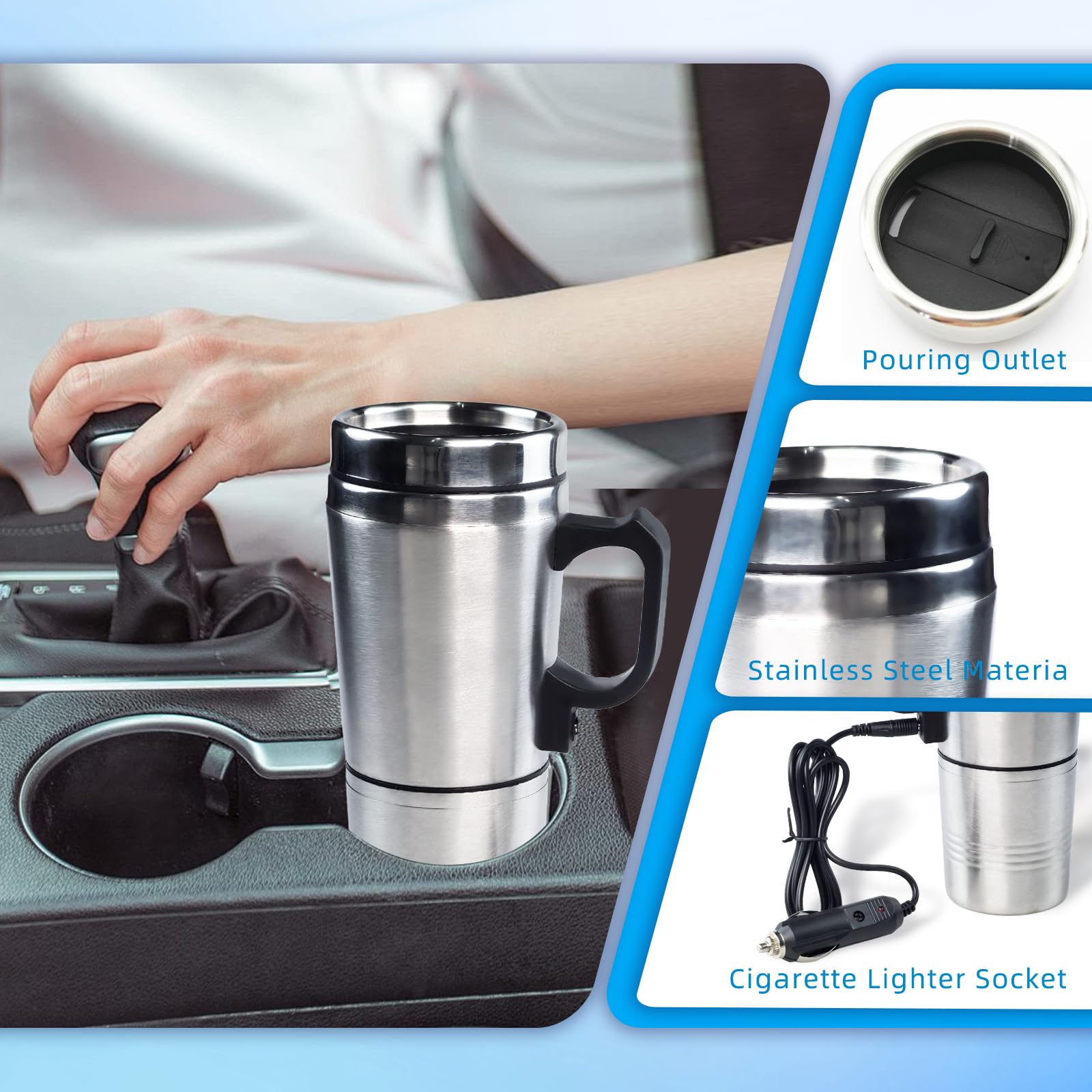 cigarette lighter coffee mug Amazon.com: 12V Car Heating Cup, Stainless Steel Electric Car Kettle with Cigarette  Lighter Plug, Portable Travel Insulated Heated Mug, Vehicle Heated Coffee  Cup Mug Warmer, for Hot Water Tea Coffee Making :