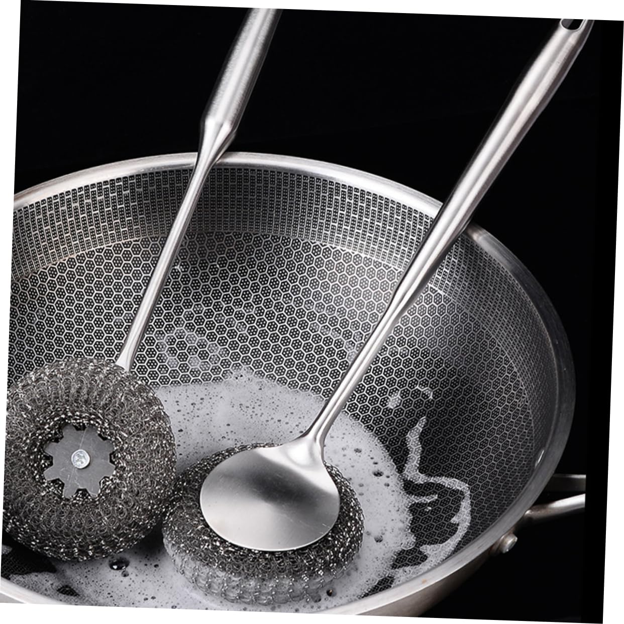 PRETYZOOM 5 Cepillos De Limpieza De Acero Inoxidable para Sartenes Utensilios para Servir Cubiertos Platos Cepillo De Cocina para Platos con Mango para Lavar