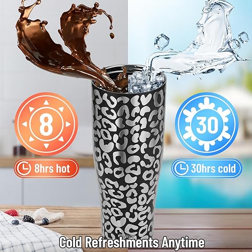 Miniatura 3 de Zukro Vaso de 50 onzas con asa superior, botella de agua de acero inoxidable aislada a prueba de fugas con popote abatible para viajes, al aire