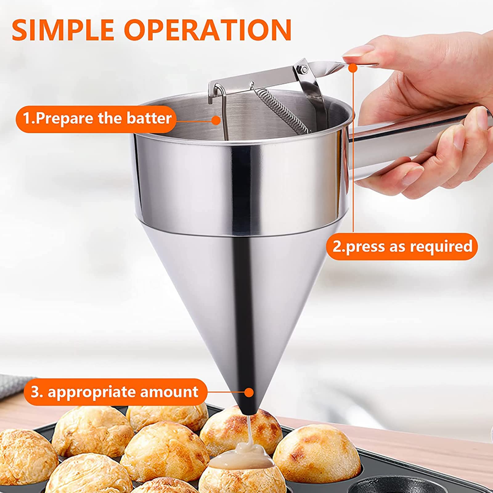 Distributeur De Pâte à Crêpes Et Gâteaux BORDSTRACT - Entonnoir à Main, Pour Crêpes, Cupcakes, Muffins, Gaufres