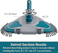 Vista 3 de Cabezal de Aspiradora Triangular con Peso Upgrade Pro Giratorio para Piscina con Cepillo y Mango EZ Clip - para Limpiar Superficie Seguro