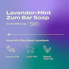 Zum Indigo Wild Goat\'s Milk Soap Bar - Bar Soap for Hands & Body Made with Essential Oils - 3 oz - Lavender-Mint (6 Pack)