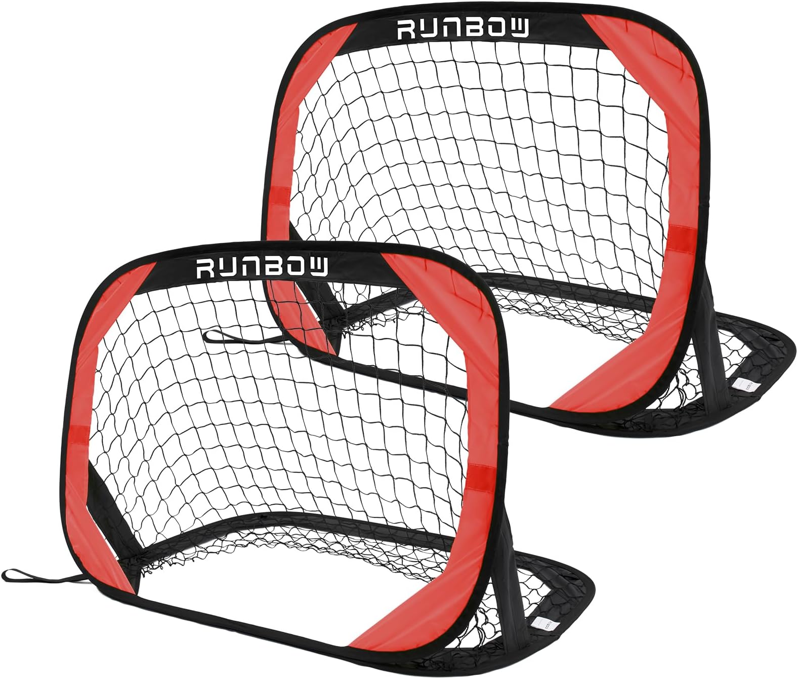 RUNBOW3.3x2.2ft Pop Up Portable Soccer Goal for Kids Children's Soccer Net Outdoor Fun in Backyard and Beach(3.3x2.2ft, Red,2 Pack)