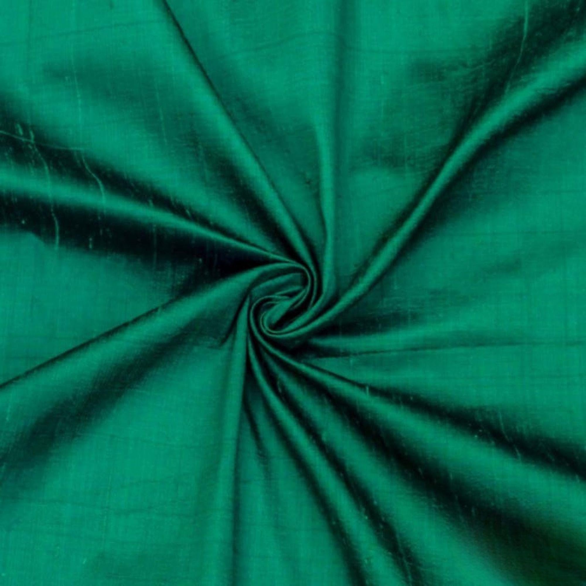 Fabric Mart Direct Dark Peacock Green Silk Dupioni Fabric By The Metre, 1 Metre 104 cm Width Slubbed Dupioni Silk Solid Color Green Wholesale Combination Upholstery Fabric for Curtains Bridal Dress โ image 1
