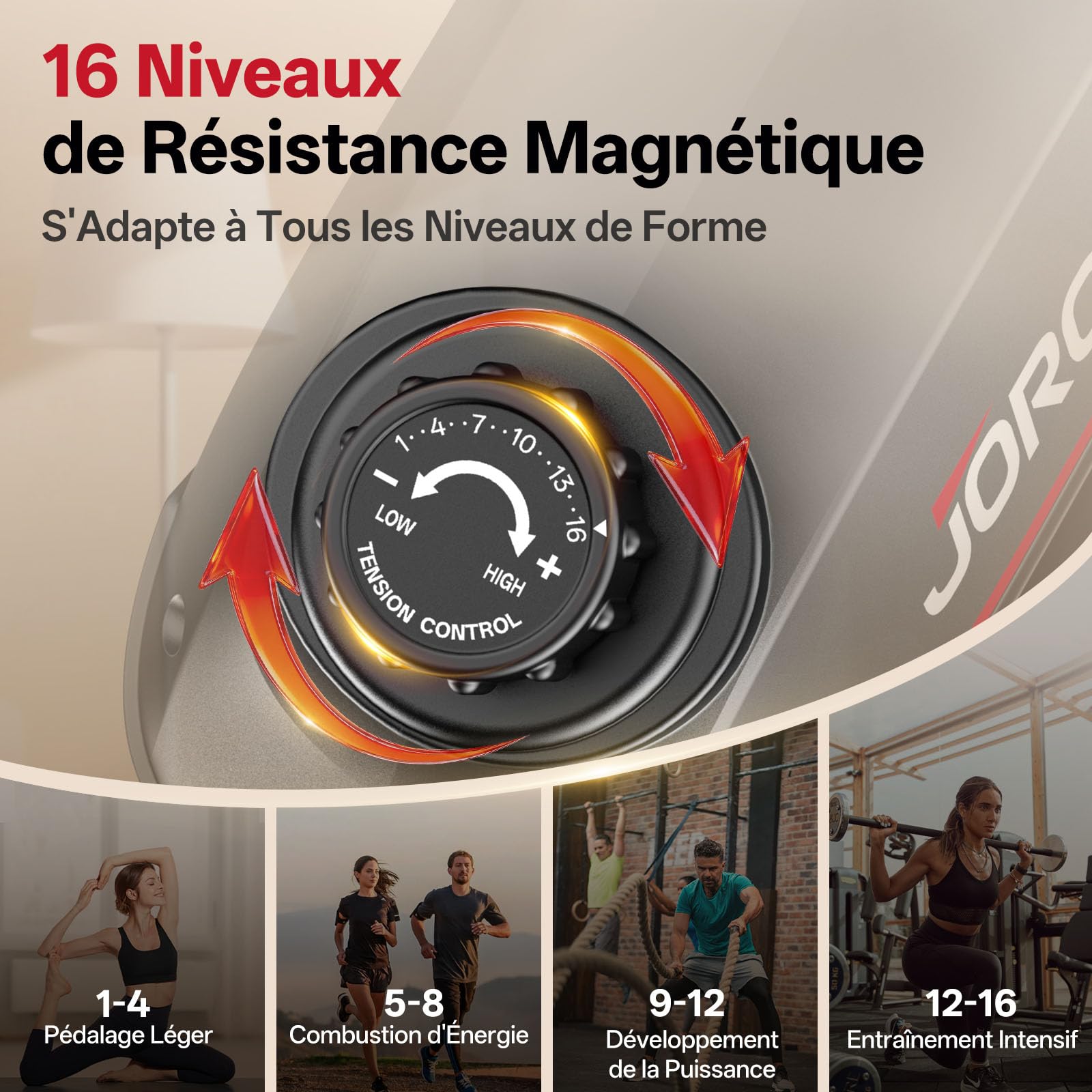 JOROTO JH30 JH30PRO Vélo d'Appartement Allongé Magnétique Bluetooth 136KG Écran LCD Siège Réglable
