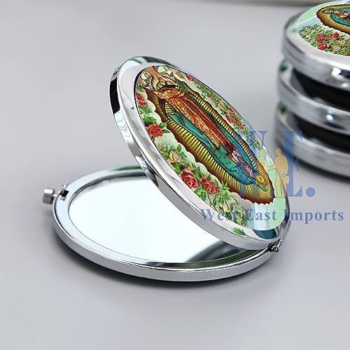 Miniatura 5 de Espejo compacto de Nuestra Señora de Guadalupe (paquete de 12 piezas)  Bautizo, regalo de primera comunión para invitados con bolsas de regalo de