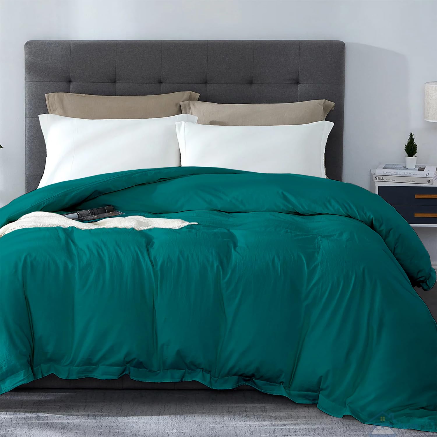 SLEEP-NEST 600 TC King Plus Duvet Cover – 120x128 Inches, 100% Natural Cotton, Hidden Zipper & Corner Ties, Silver Grey - View #8
