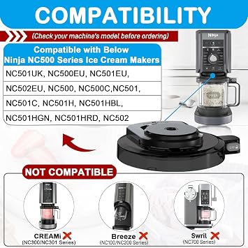 Outer Bowl Lid Replacement for Ninja CREAMi Deluxe Ice Cream Maker, Reusable Replacement Lid Accessory Compatible with Ninja Creami NC501UK NC501 NC501C NC500 NC500C NC501H CN501CO Series (No Paddle)
