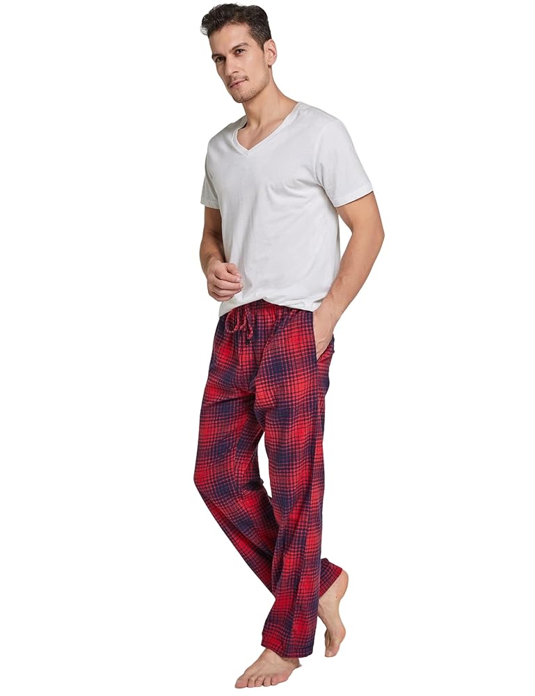 Pyjama Homme En Coton à Carreaux - Haut Manches Longues Et Pantalon, Coupe Ample, Confortable Pour L'hiver