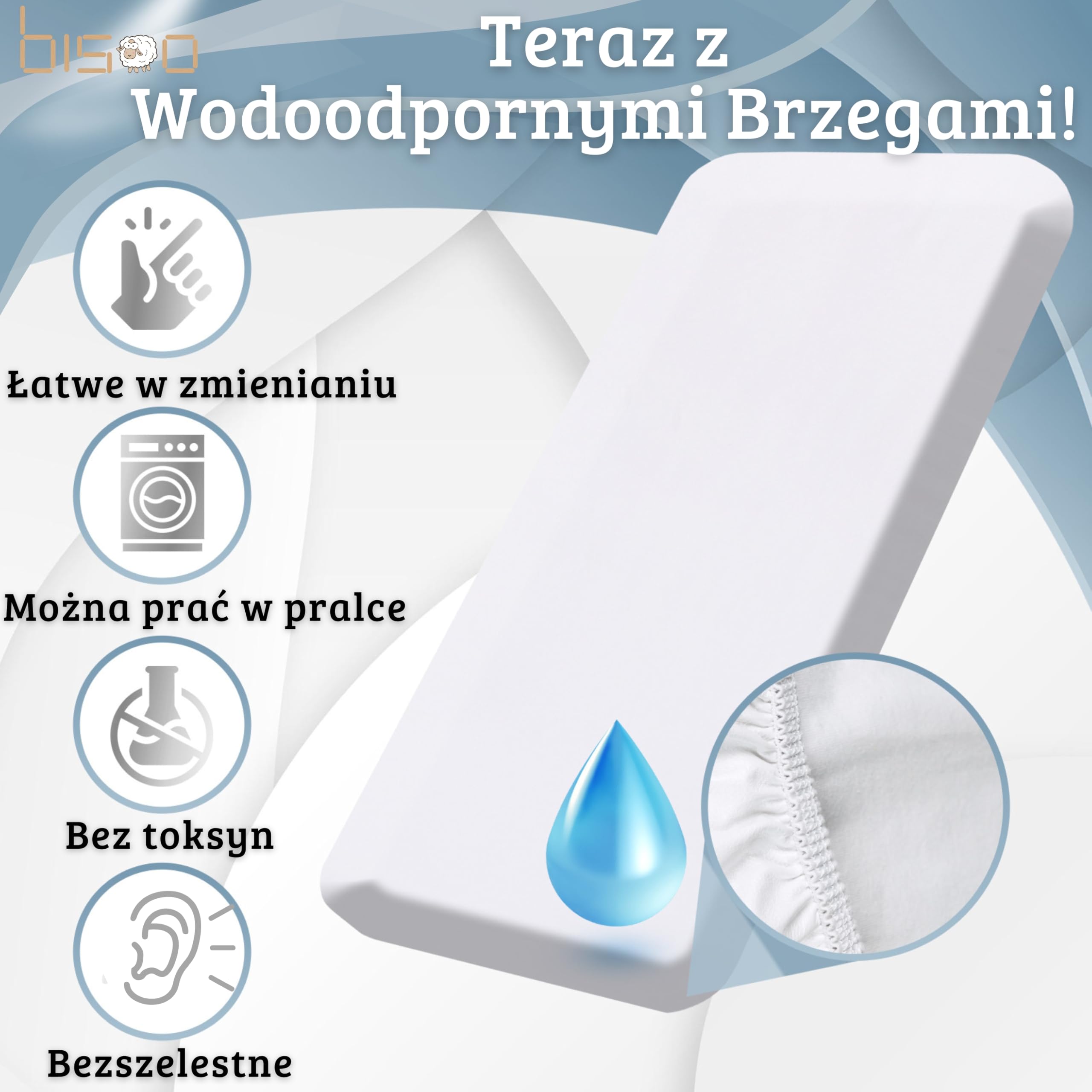 Bisoo Magic Sheet 60x120 Białe Prześcieradło z gumką do łóżeczka kojca | 2w1, Zastępuje Ochraniacz na Materac, Wodoodporne, Oddychające, Miękki Bawełniany Jersey Oeko-Tex