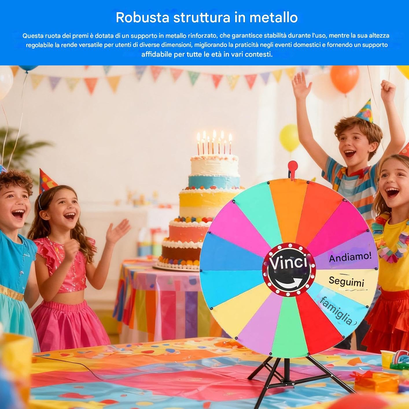 Ruota a Rotazione Strumento Regolabile Riutilizzabile e Divertente | Ruota da Compatta per Feste di Compleanno, Giochi in Classe, Eventi di Shopping, Uso Interno ed Esterno e per la Casa