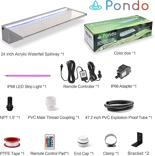 Miniatura 9 de Juego de fuente acrílica de 36 pulgadas con control de aplicación en cascada con luces LED RGB, juego de fuente de estanque de acrílico para