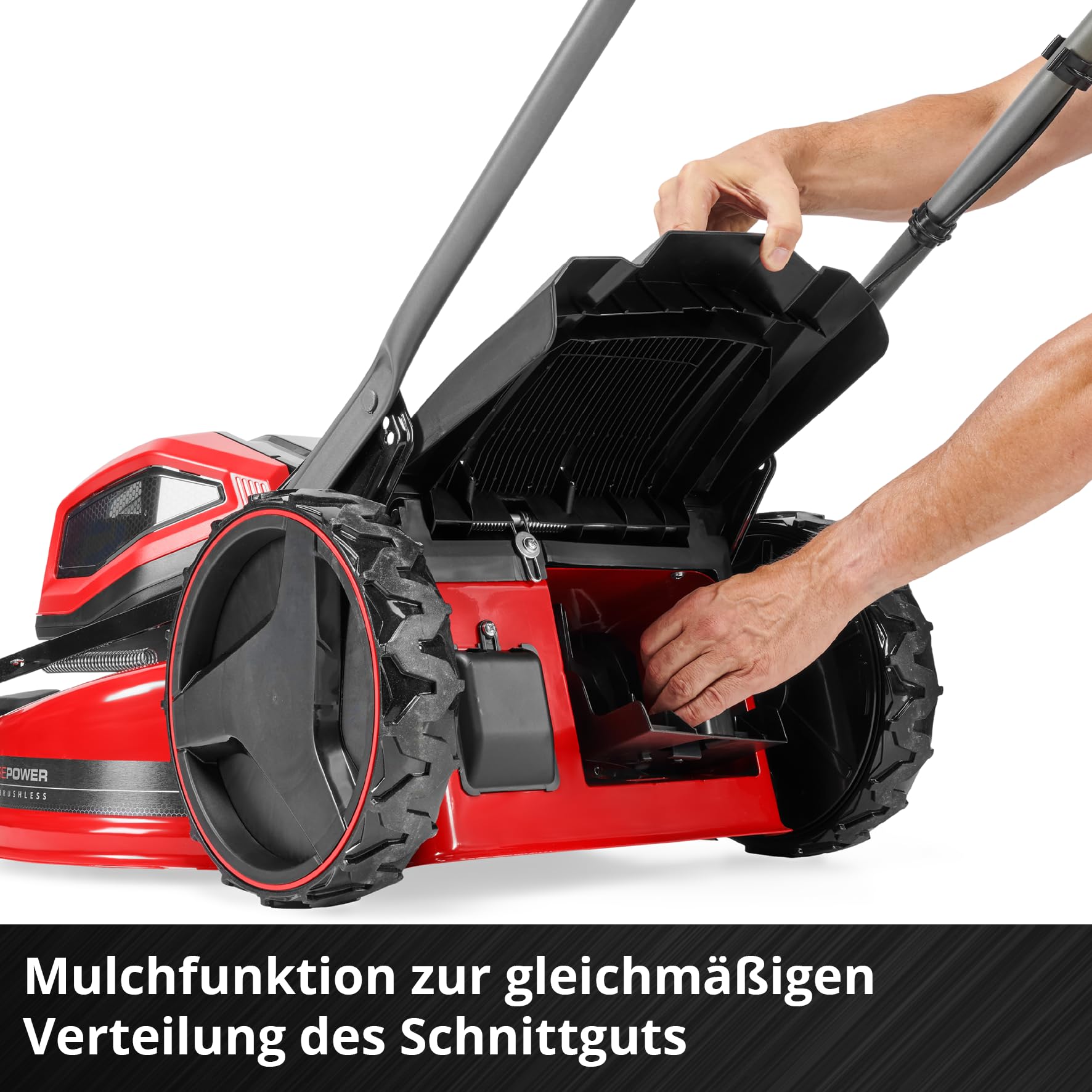 Einhell Akku-Rasenmäher GP-cm 36/52 S Li BL Kit Power X-Change (36 V, 52 cm Schnittbreite, bis 1200 m², Brushless, 65 L Fangkorb, Radantrieb, inkl. 4X 5,2 Ah + 2X Twincharger)