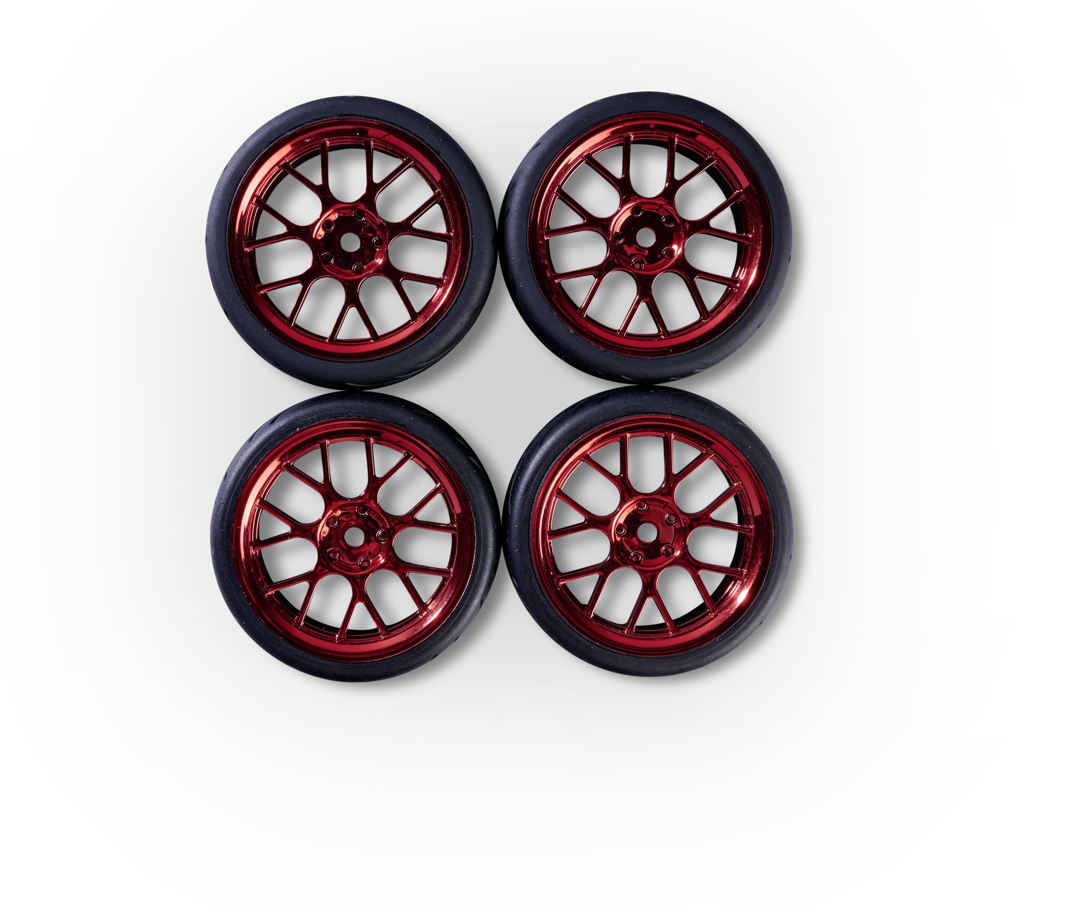 Carson Räderset Y-Design3, 1:10 Maßstab, 4 Stück, Rot – Für RC-On-Road-Fahrzeuge Mit 12 Mm Felgenmitnehmer