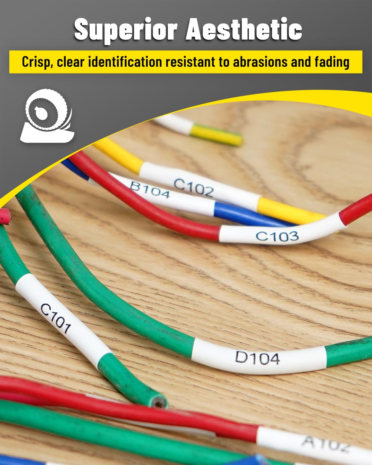 Nastri termorestringenti E1000, 11,7 mm, neri su bianchi, compatibili con PT-E560BTVP E510VP E310BTVP, ricambio per Brother P-Touch HSe-231 HSe231 HS-231, confezione da 4