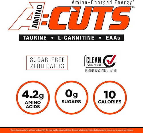 Miniatura 3 de ALLMAX Nutrition AMINOCUTS (ACUTS), bebida energética cargada con aminoácidos con taurina, L-carnitina, extracto de grano de café verde, algodón de