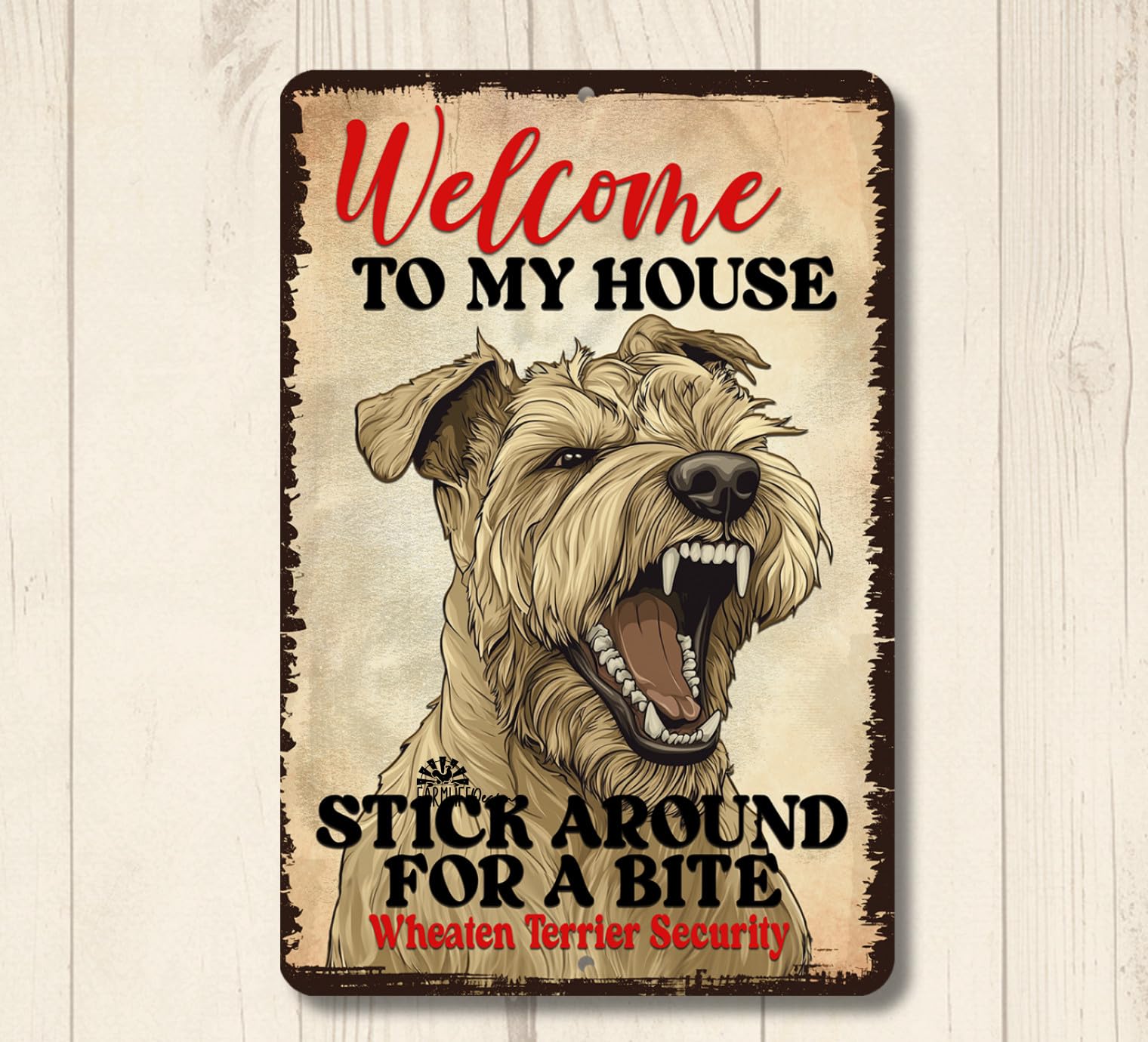 Wheaten Terrier Welcome to My Yard House Sign funny dog metal warning security home decor