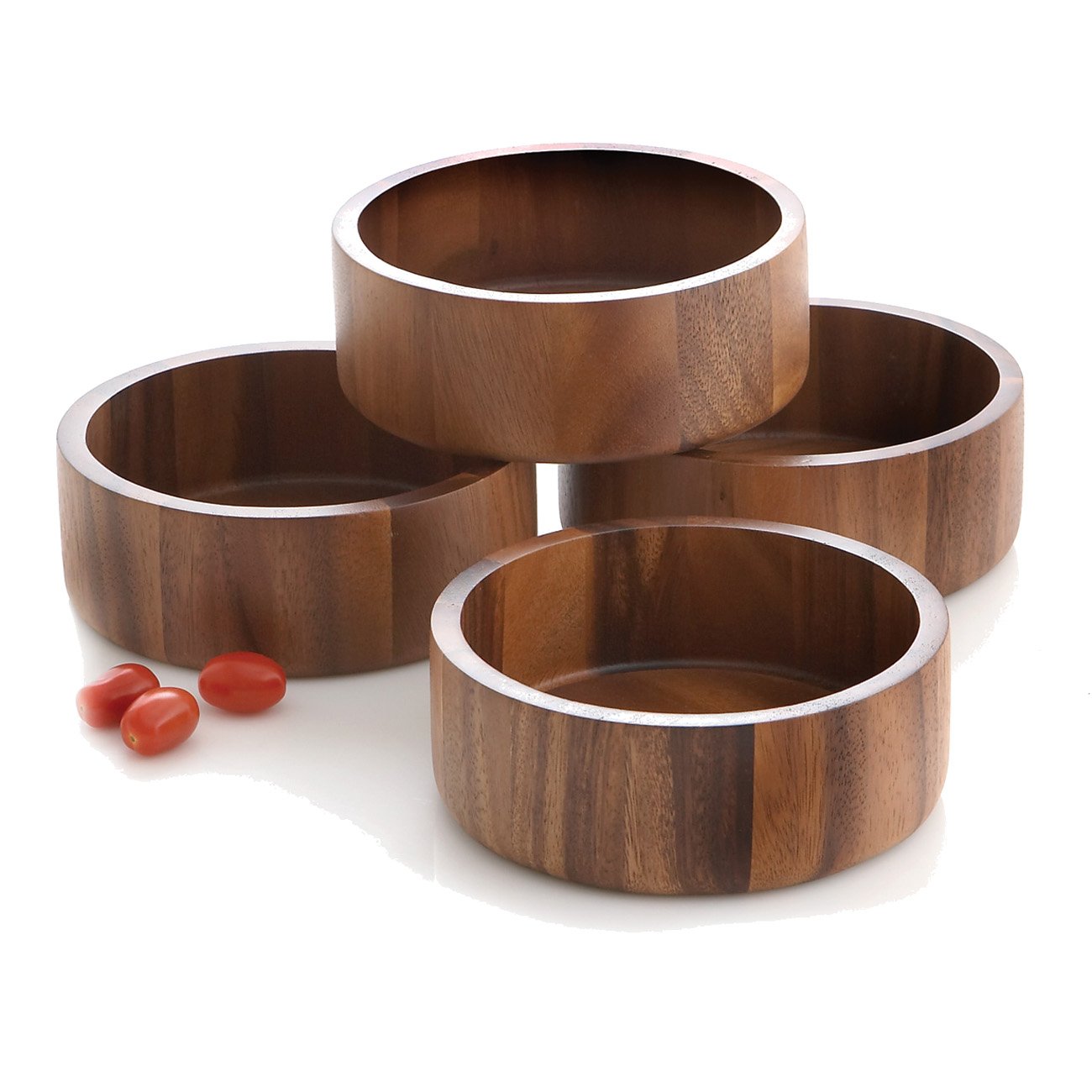 Woodard & Charles Acacia Wood Individual Salad Serving Bowls/Snack Serving Bowls, 6.5