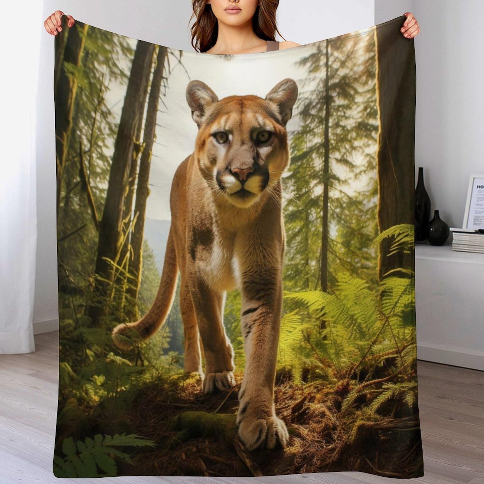 Couverture lion en flannel douce pour lit et canapé de 130x180cm