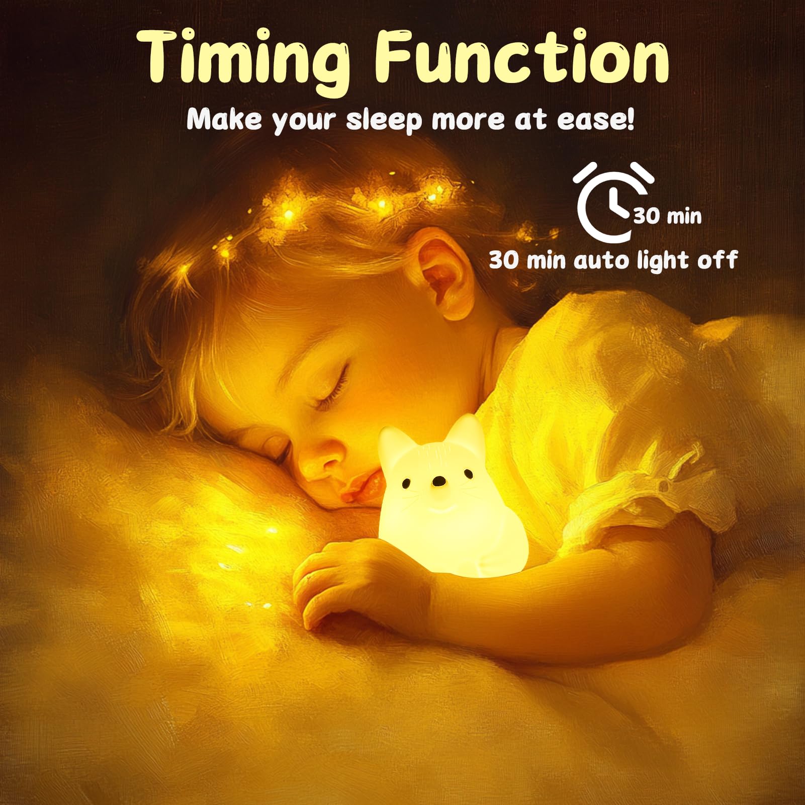Tremdwoto Volpe Luce Notturna Bambini Kawaii Lampada Bambini Notturna Silicone Morbido carica usb 7 Colori Volpe Lampada lampade decorativa carine per camera da letto Regali per ragazzi e ragazze