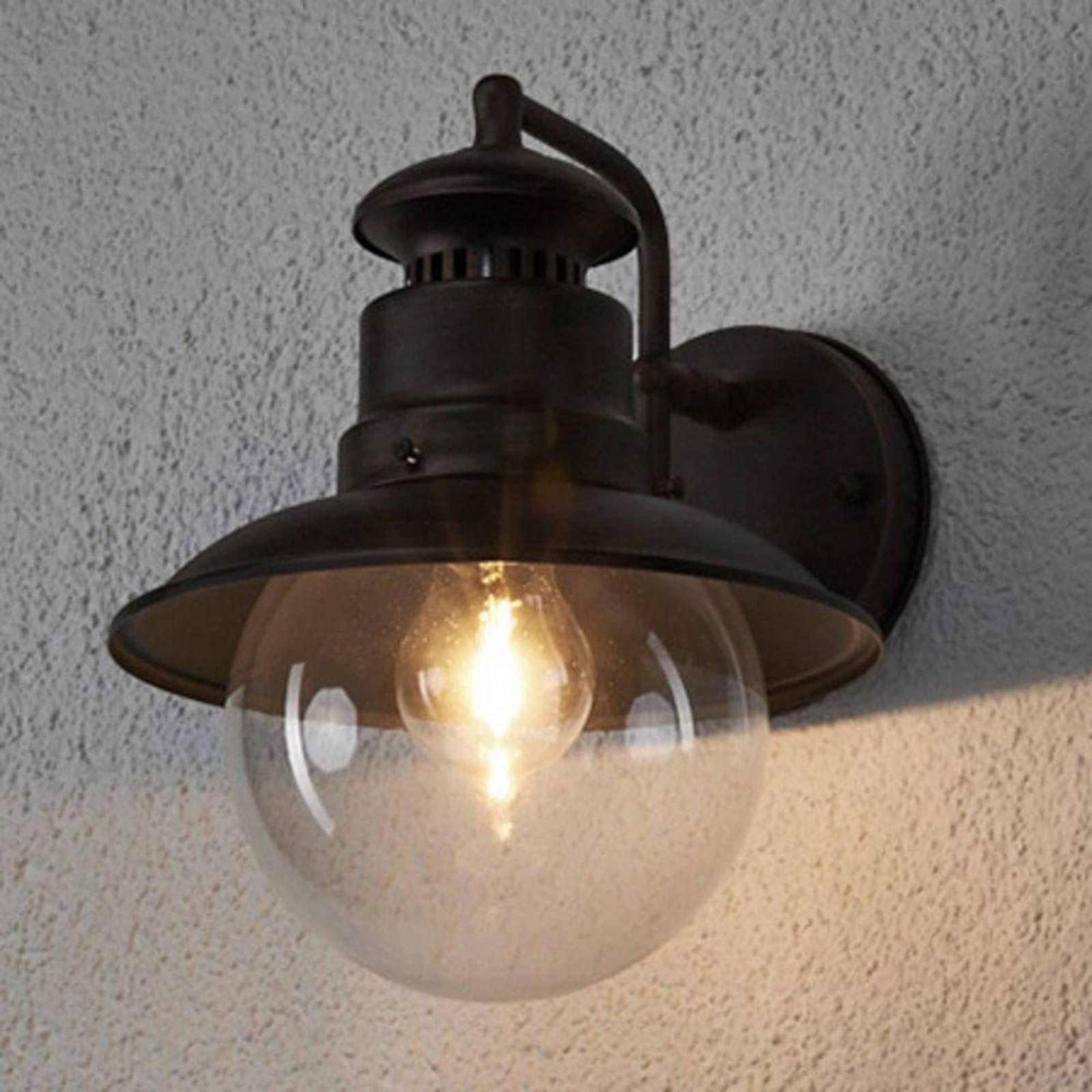 Lindby Lampada da Parete per Esterno Vintage Industriale in Ferro battuto, Applique Retrò Rustica Stile Edison Effetto Antico Bronzo Ruggine Luce Giardino E27 26 x 22cm IP44