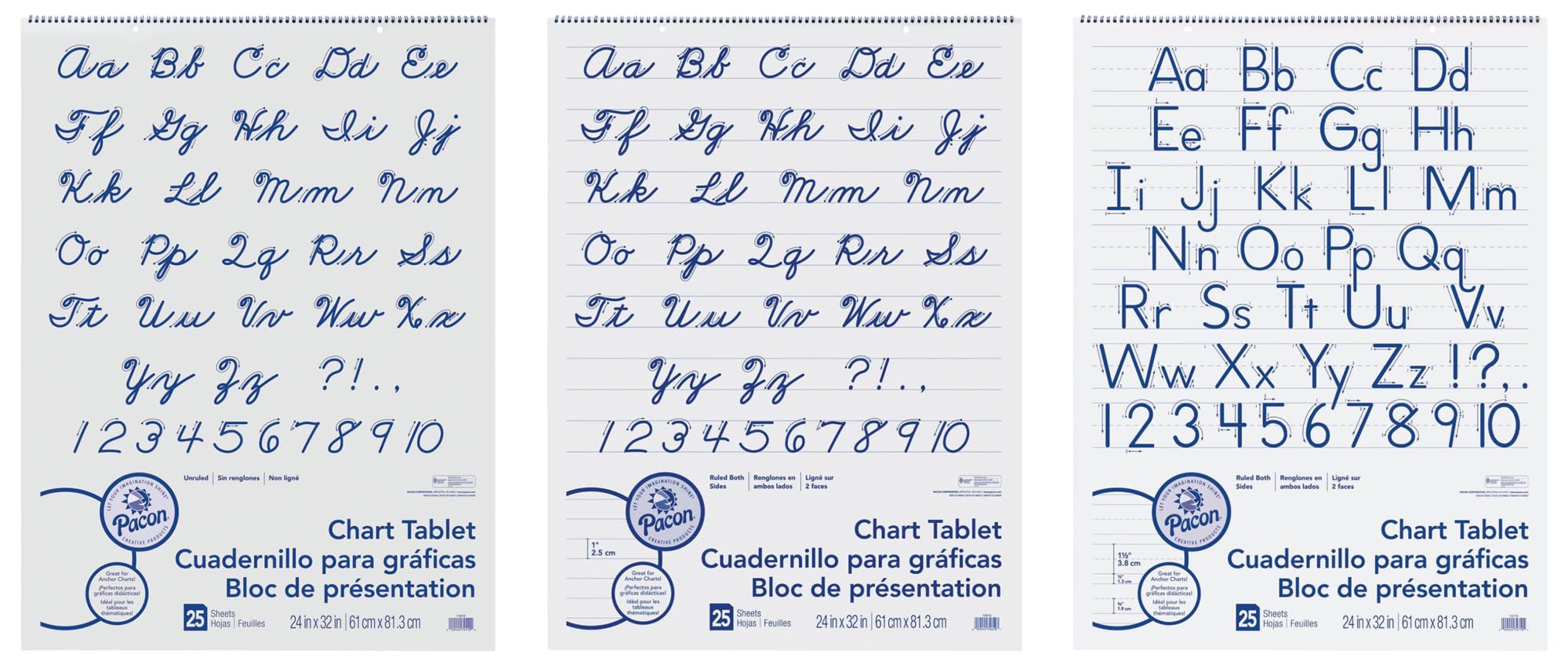 School Smart Pacon Chart Tablet Assortment, 24 x 32 Inches, White, 25 Sheets, Pack of 12