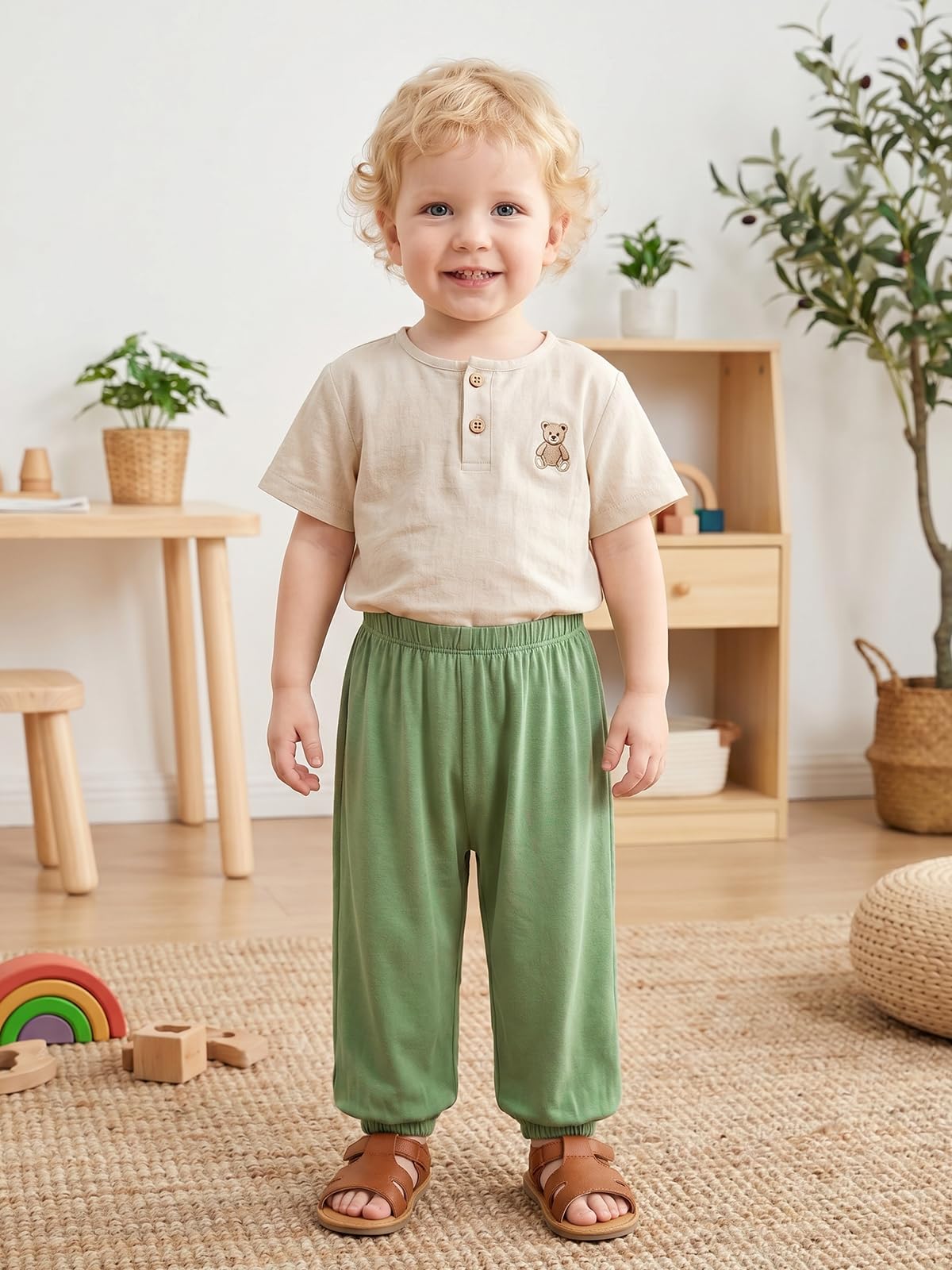 Miipat Pantaloni Harem per Bambine, Vita Alta Elastico Pantalone Casual Unisex per Bambini Pantaloni Asciugatura Rapida Monocolore Leggeri Confortevoli