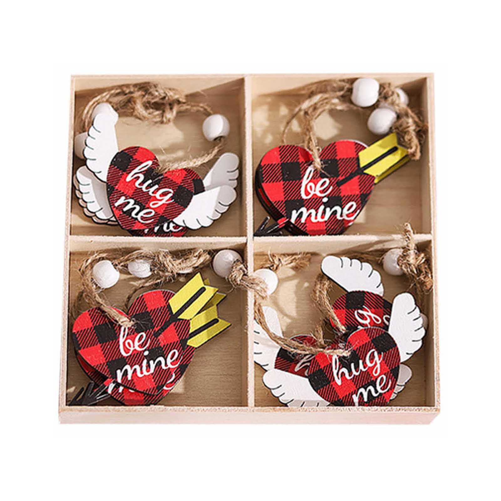 ZEPFJHE 12Pcs Valentine Gnomes Hanging Ornaments Wood Gnome-Elf Pendant Tags for Valentine Christmas Wedding Party Decorations Gnomes Pendants for Jewelry Making Pendant Charm for Women