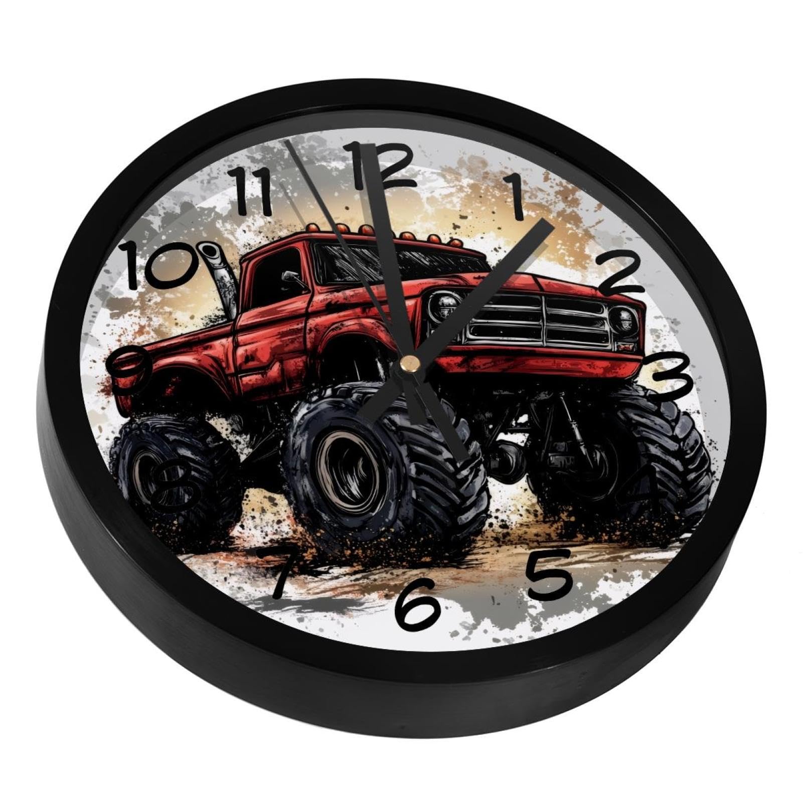 Horloge murale voiture monstre pour décorer une chambre d'enfant ou un salon
