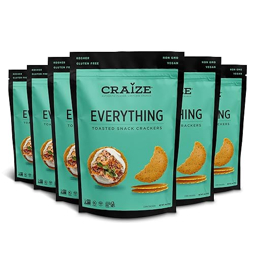 Craize Everything Crisps - Galletas de maíz tostadas sin gluten, veganas, kosher, paquete de 6, 4 onzas cada una